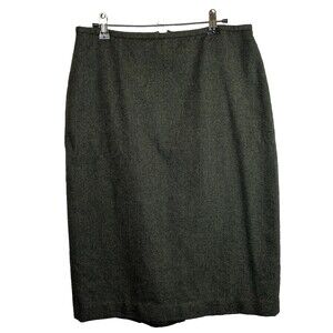 Ann Taylor Loft Wool Blend Pencil Skirt Womens Size 10 Green Tweed Lined Retro